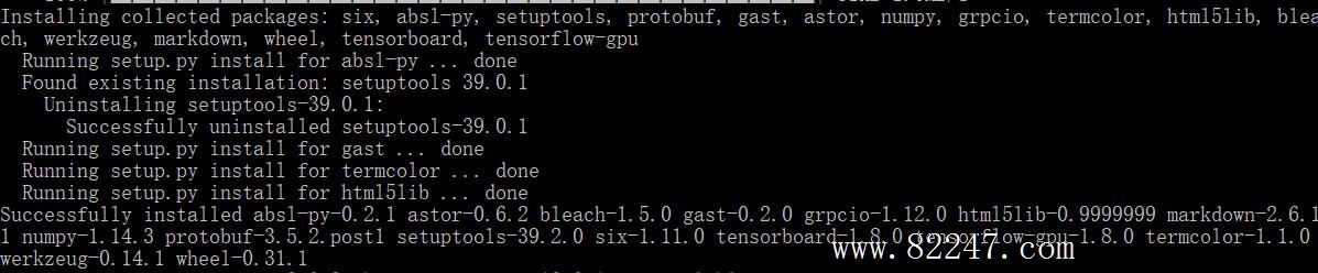 tensorflow install success